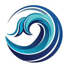 Naklejka premium An abstract illustration of a blue ocean wave, stylized as a circular design.