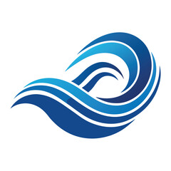 Obraz premium A stylized blue water wave logo with three lines creating a dynamic and energetic design.