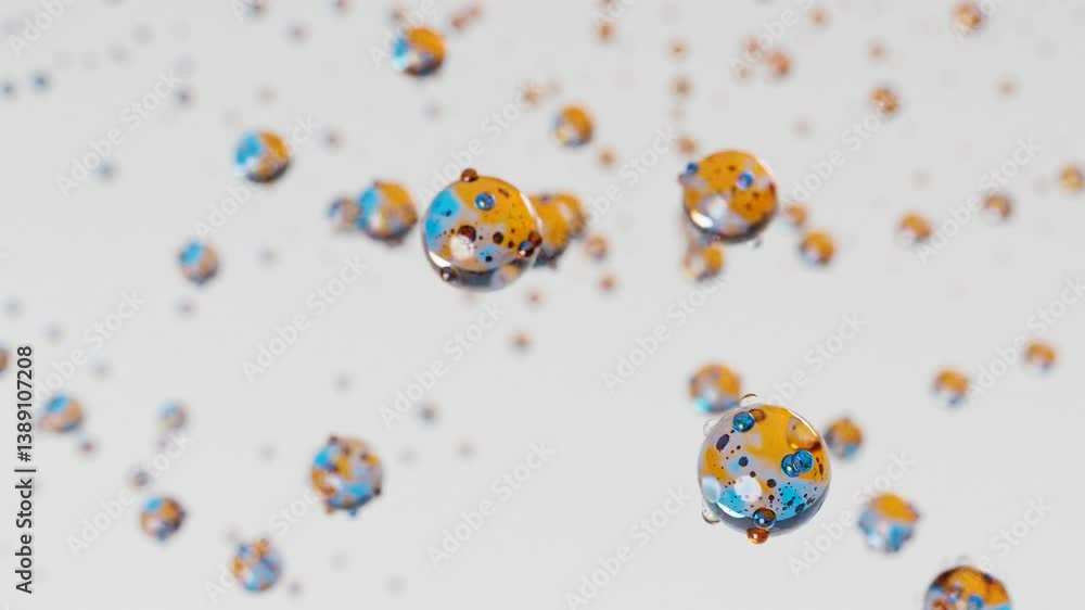 Poster 3d render abstract moving round shape animation with white background