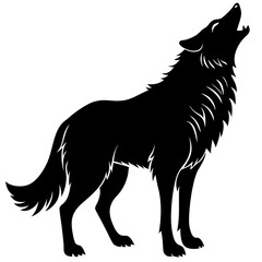 Obraz premium Halloween howling wolf silhouette vector. Great for spooky, eerie designs, including party decor, greeting cards, and digital art. Includes EPS, SVG, PNG, JPG.