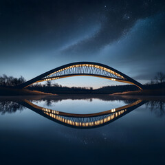 Obraz premium Serenade of Light: A Bridge’s Elegance Beneath the Starlit Night