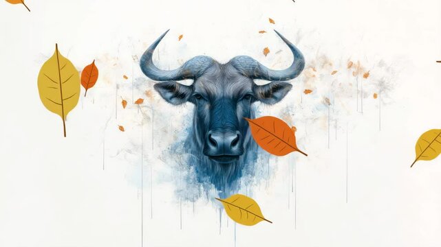 bull on a blue background