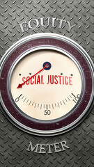 Social Justice and Equity that hits less than zero, showing an extremely low level of social justice, none of it, insufficient. Minimum value, below the norm. Lack of social justice. ,3d illustration