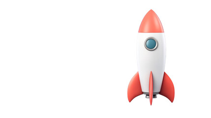 3D Illustration Red And White Rocket Isolated On A Transparent Background