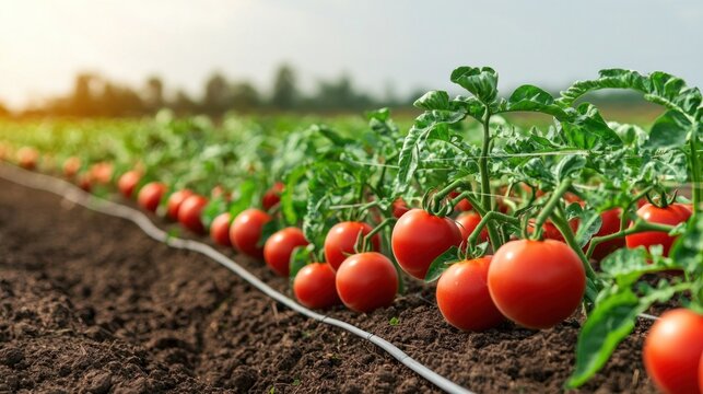 Innovative technology banner showcasing smart agriculture system for sustainable tomato farming