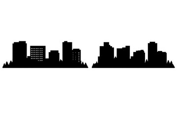 Obraz premium Abstract Cityscape Silhouette Illustration In Dark Night With Light Elements