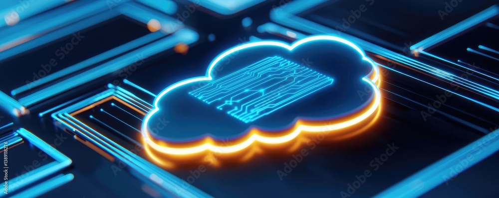 Poster cloud server intelligent driving innovation for systems concept. futuristic cloud technology with ci