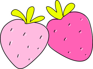 whimsical hand drawn Spring and Easter element included cute bunny, carrot, rabbit, goose, strawberry, flowers, tulips, flowers bouquet, strawberry cake, strawberry juice, eggs, easter egg cartoon