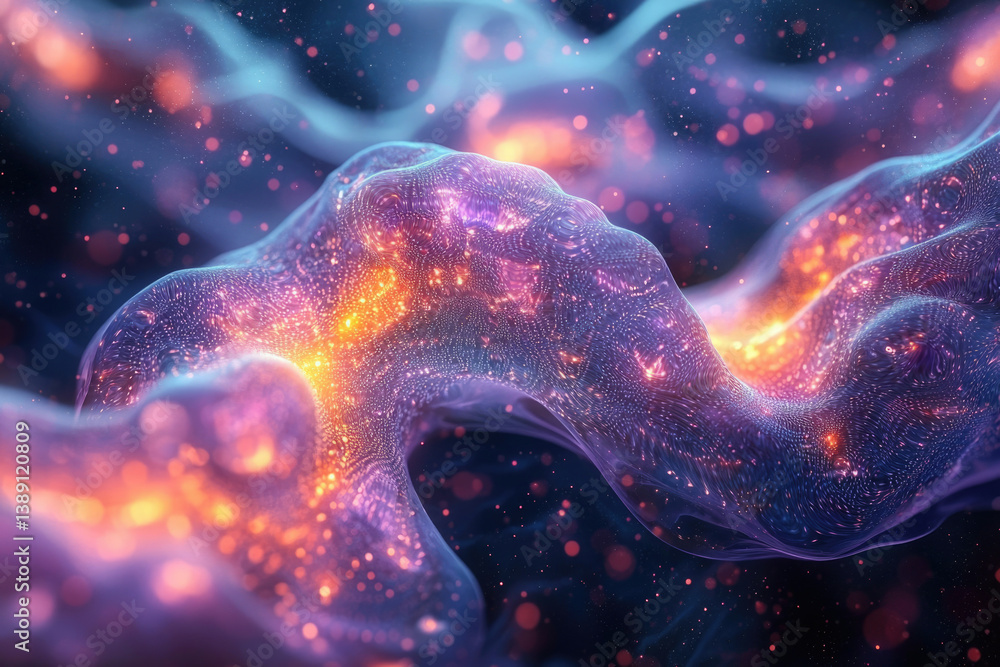 Aufkleber abstract cosmic nebula with swirling vibrant colors and glowing particles, creating a mesmerizing an