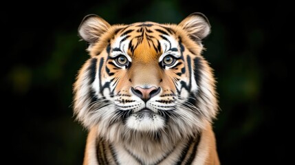 Fototapeta premium Tiger portrait against dark background