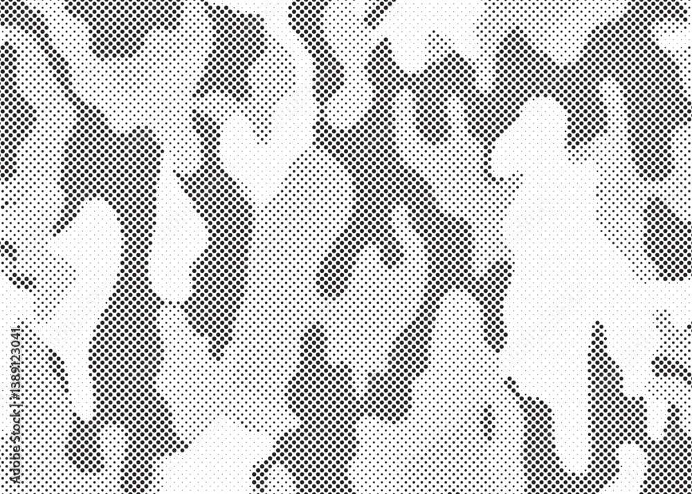 Aufkleber Abstract halftone seamless camouflage pattern. Repeating digital dotted hexagonal camo military texture background. Abstract modern fabric textile ornament. Vector illustration.
