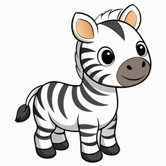 Cute Safari Zebra Illustration with Clean Background