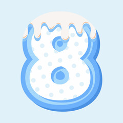 Blue Cake Number 8 Sign Birthday