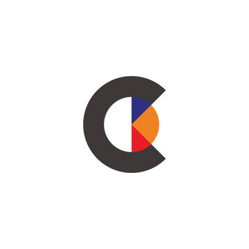 letters ckd simple round colorful geometric logo vector
