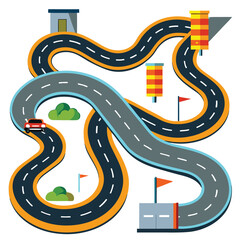 bending roads vector image set on white background