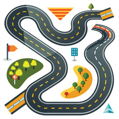 bending roads vector image set on white background