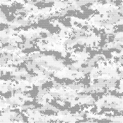 Abstract halftone seamless camouflage pattern. Repeating digital dotted hexagonal camo military texture background. Abstract modern fabric textile ornament. Vector illustration. 