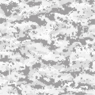 Abstract halftone seamless camouflage pattern. Repeating digital dotted hexagonal camo military texture background. Abstract modern fabric textile ornament. Vector illustration. 