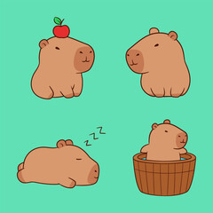 Cute and adorable Capybara Character Cartoon
