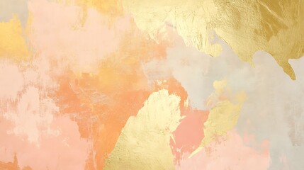 Abstract pastel and gold watercolor wash texture.