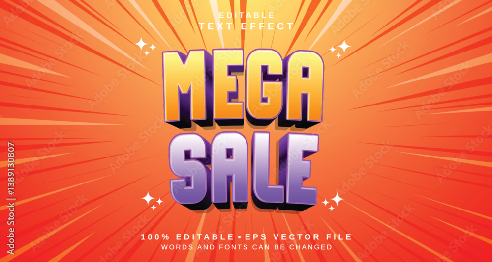 Poster editable text style effect - mega sale text style theme.