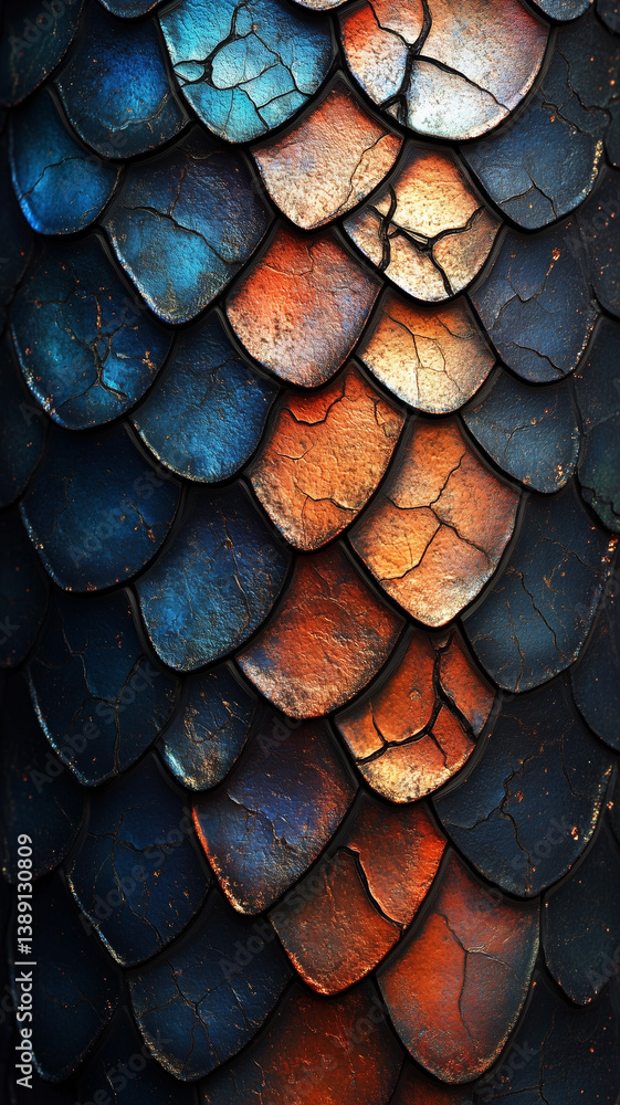 Aufkleber colorful and textured design of scales showcasing vibrant hues and intricate patterns on a surface w