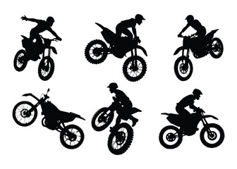 Obraz premium Motocross rider black silhouette vector illustration.