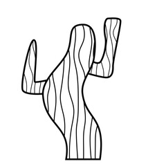 Cactus Drawn Line Art