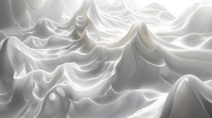Obraz premium A futuristic white abstract surface with delicate, curving light waves