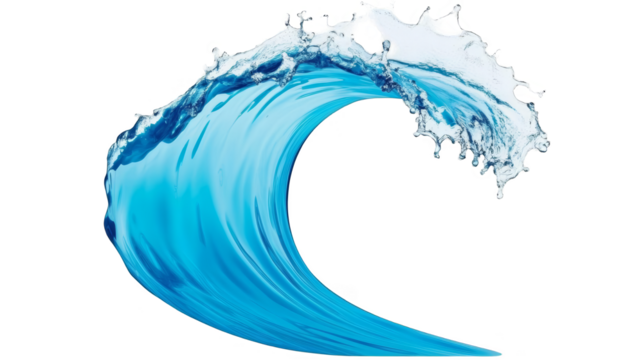 Abstract 3D Render of a Blue Wave with Transparent Background