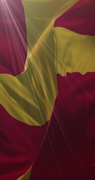 Flag of the Swedish-speaking Finns. Loop. 4K Vertical