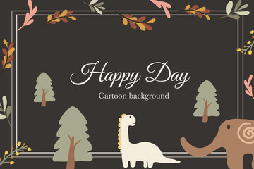 Seamless pattern with cute dino and elephant kids template background