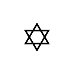 Fototapeta premium Minimalistic Star of David icon representing Judaism, black on white background