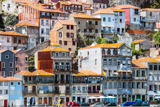 Fototapeta Colorful buildings, Ribeira district, Porto, Portugal