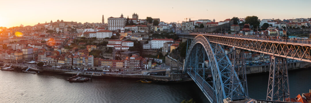 Luis I bridge and Ribeira panorama, Porto, Portugal