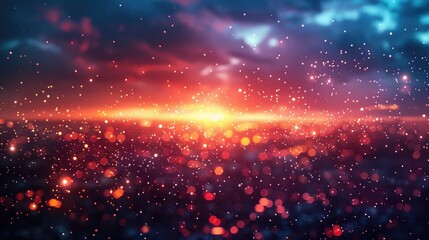 Fototapeta premium A vibrant sunset bokeh background with warm and cool tones blending