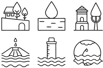 Groundwater Line Art Illustration Design for Educational Poster and Print  