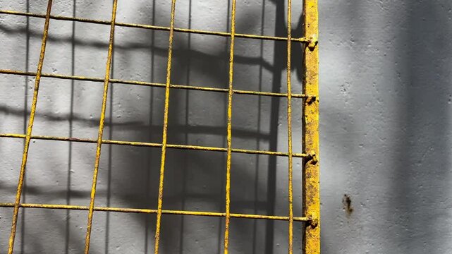 Moving shadows of a squre mesh falling on a wall