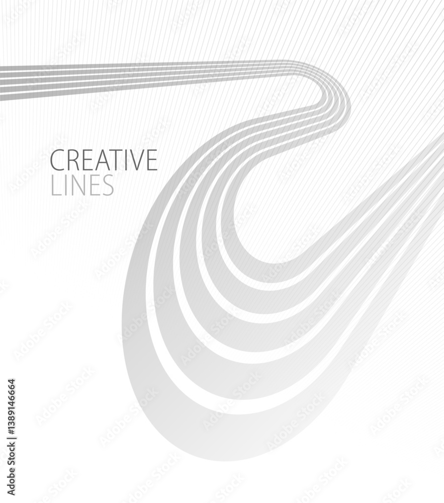 Aufkleber light grey lines in 3d perspective vector abstract background, easy and soft cool illustration, smoo