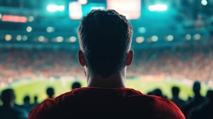 Exciting tech sports event football stadium spectator experience nighttime atmosphere engaging perspective