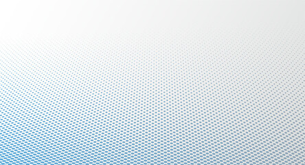 Blue and grey dots in 3D perspective vector abstract background, dotted pattern cool design, wave stream of science technology or business blank template for ads.
