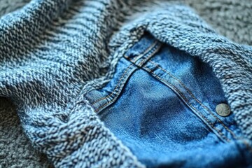 Minimalistic denim fabric design with knitted texture for fashion projects