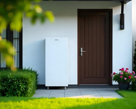Solar power battery, installation on wall with & solar home for renewable energy, solar panel & battery for generate electricity by EV charger