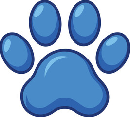 Blue paw print animal footprint pet puppy kitten dog cat vector illustration icon symbol graphic design art