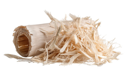 isolated transparent Background. Bamboo pulp raw fibrous form, showcasing its natural texture and color, evokes sense of eco