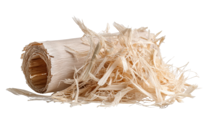 isolated transparent Background. Bamboo pulp raw fibrous form, showcasing its natural texture and color, evokes sense of eco