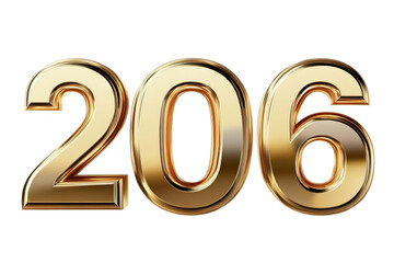 Golden 206 Number Illustration Isolated On Black Background For Luxury Design