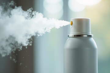 Air freshener spraying a cloud of fragrance, refreshing the indoor environment