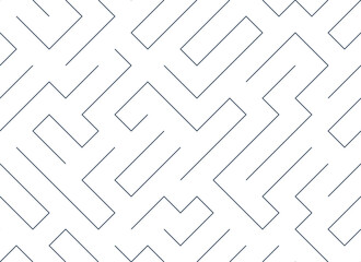 Labyrinth geometric vector seamless pattern, vector abstract background of a logic maze, rectangle lines geometrical endless wallpaper design.