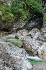 Cadini del Brenton, Dolomites, Italy natural pools of transparent and crystalline water in limestone rocks, Dolomiti Bellunesi National Park
